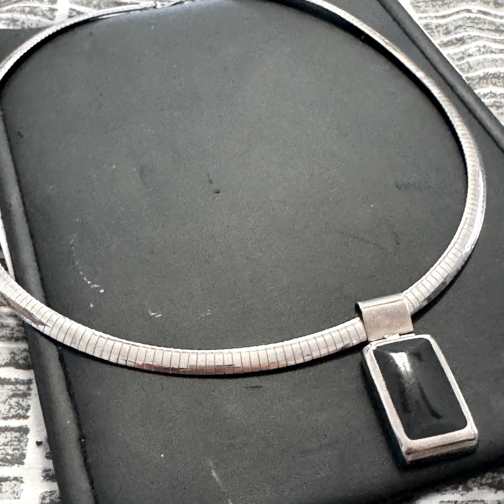 Elegant Sterling Silver Necklace with Black Onyx Pendant